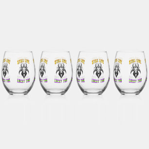 Leef nog steeds gelukkig wijnglas zonder voet