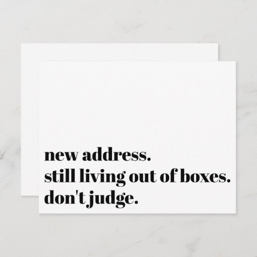 Leef nog steeds uit dozen, beoordeel geen grappige notitiekaartje (Voorkant / Achterkant)