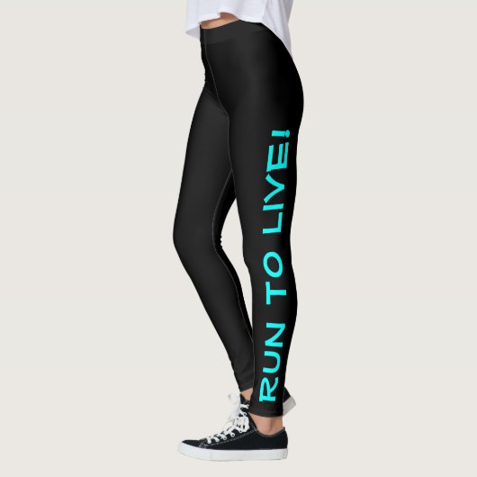 Leef om te rennen! Ren naar Live! Zwart & Blauwgro Leggings (Links)