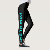 Leef om te rennen! Ren naar Live! Zwart & Blauwgro Leggings (Rechts)