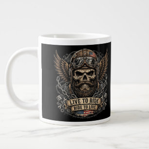 Leef om te rijden Bearded Skull Biker Extra Grote Beker
