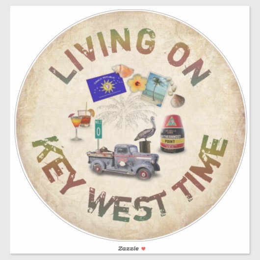 Leef op Key West Time Sticker (Vel)