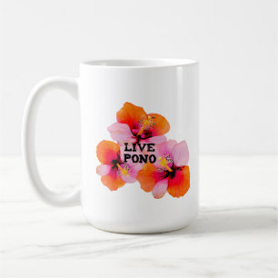 Leef Pono Hibiscus Bloemige Tropische Artistieke H Koffiemok