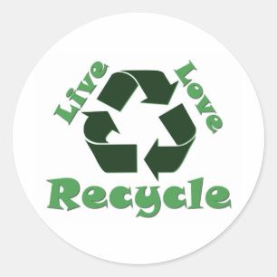 Leef Recyclene Liefde Ronde Sticker
