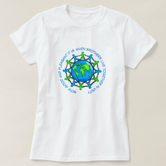 Leef samen in het Inspirerend Psalm van de Eenheid T-shirt (Design voorkant)