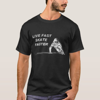 Leef snel schaats sneller donker t-shirt