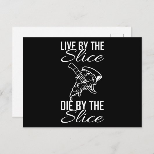 LEEF VOLGENS DE PLAT, STERF VOLGENS DE PLAT Pizza Briefkaart (Voorkant / Achterkant)