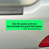 Leef voor vrede bumpersticker (Op auto)