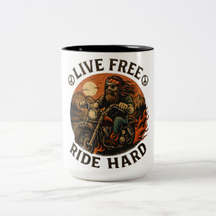 Leef vrij, rij hard motorfiets biker koffiemok tweekleurige koffiemok