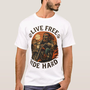 Leef vrij rij hard motorfiets biker t-shirt
