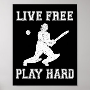 Leef Vrij Speel Hard Grappige Cricketliefhebber Sp Poster