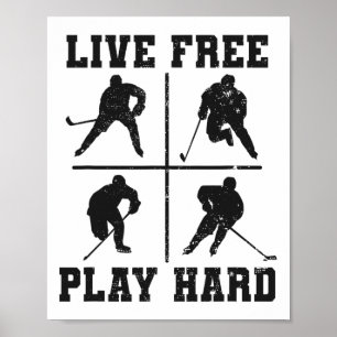 Leef Vrij Speel Hard Grappige IJshockeyliefhebber Poster