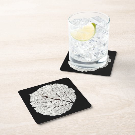 Leefblad van Aspen 1 Vierkante Kartonnen Onderzetter (Insitu)