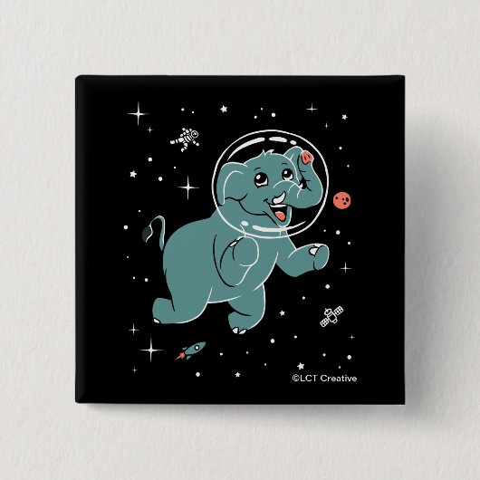 Leefdieren in de ruimte vierkante button 5,1 cm (Voorkant)