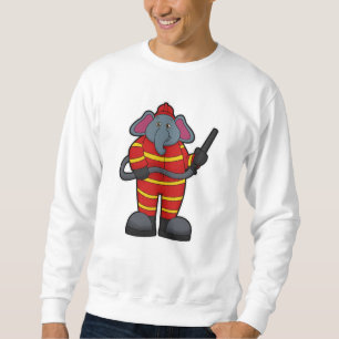 Leefmiddel als brandweerman met slang trui