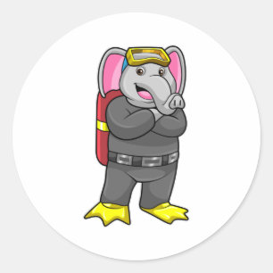 Leefmiddel als duiker met duikbril ronde sticker