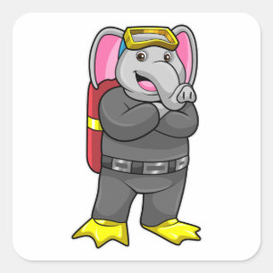 Leefmiddel als duiker met duikbril vierkante sticker