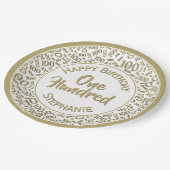 Leeftijd 100 Verspreid Getal Patroon Goud/Wit Papieren Bordje (Gekanteld)