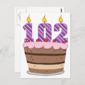 Leeftijd 102 op de Birthday Cake Briefkaart (Voorkant / Achterkant)
