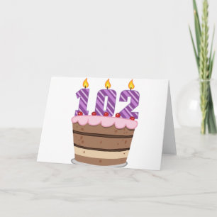 Leeftijd 102 op de Cake van de Verjaardag Kaart