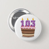 Leeftijd 103: Birthday Cake Ronde Button 5,7 Cm (Voorkant /achterkant)