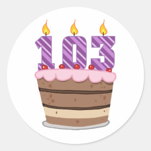 Leeftijd 103: Birthday Cake Ronde Sticker