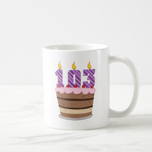 Leeftijd 103 op de Cake van de Verjaardag Koffiemok