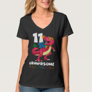 Leeftijd 11 Dinosaur Geboren op Birth Puzzle Autis T-shirt