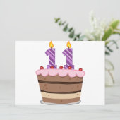 Leeftijd 11 op de Birthday Cake Kaart (Staand voorkant)