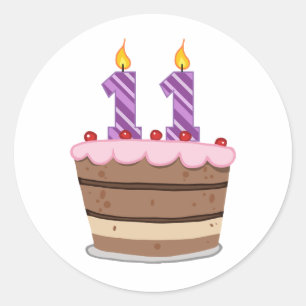 Leeftijd 11 op de Birthday Cake Ronde Sticker