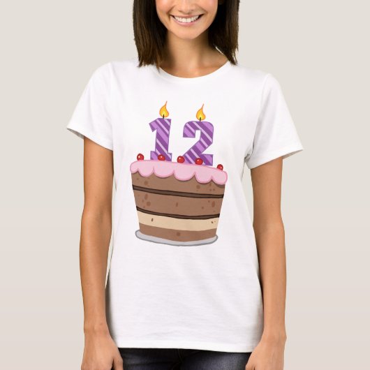 Leeftijd 12 op de Birthday Cake T-shirt (Voorkant)