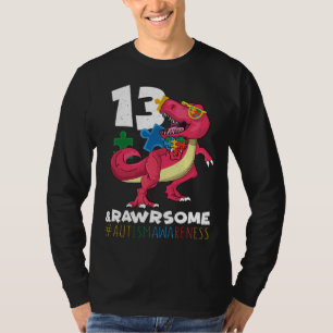 Leeftijd 13 Dinosaur Geboren op geboorte Puzzle Au T-shirt