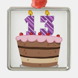 Leeftijd 13 op de Birthday Cake Metalen Ornament