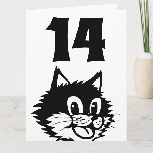 LEEFTIJD 14 BIRTHDAY CAT-KAART BEDANKKAART (Voorkant)