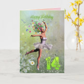 Leeftijd 14, bloem fee verjaardagskaart kaart (Gele Bloem)