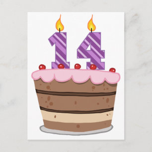 Leeftijd 14 op de Birthday Cake Briefkaart