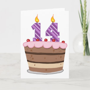 Leeftijd 14 op de Birthday Cake Kaart