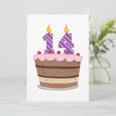 Leeftijd 14 op de Birthday Cake Kaart (Staand voorkant)
