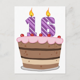 Leeftijd 16 op de Birthday Cake Briefkaart