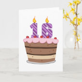 Leeftijd 16 op de Birthday Cake Kaart (Gele Bloem)