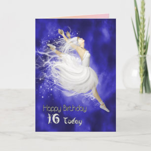 Leeftijd 16, springende ballerina verjaardagskaart kaart