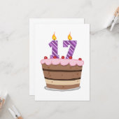 Leeftijd 17 op de Birthday Cake Kaart (Voorkant / Achterkant in situ)