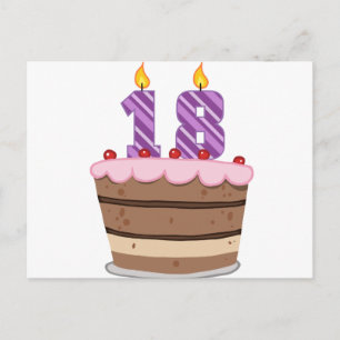 Leeftijd 18 op de Birthday Cake Briefkaart