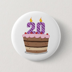 Leeftijd 20 op de Birthday Cake Ronde Button 5,7 Cm