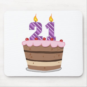 Leeftijd 21 op de Birthday Cake Muismat