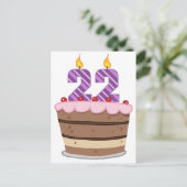 Leeftijd 22 op de Birthday Cake Briefkaart (Staand voorkant)