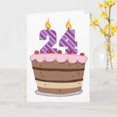 Leeftijd 24 op de Birthday Cake Kaart (Gele Bloem)