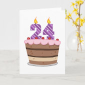 Leeftijd 24 op de Birthday Cake Kaart (Gele Bloem)