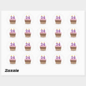 Leeftijd 24 op de Birthday Cake Ronde Sticker (Vel)