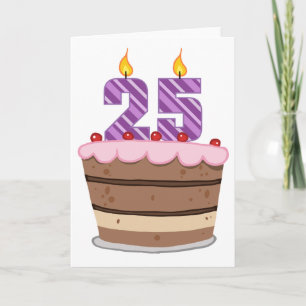 Leeftijd 25 op de Birthday Cake Kaart